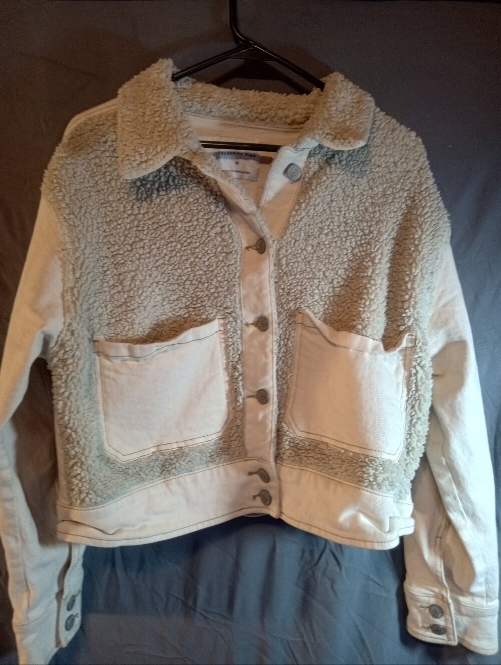 Celebrity Pink Cream Sherpa-Front Cropped Women's Jacket